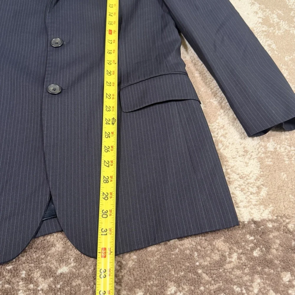 Banana Republic Suit Mens 40R 31x32 Navy Blue Striped Wool Classic Old Money